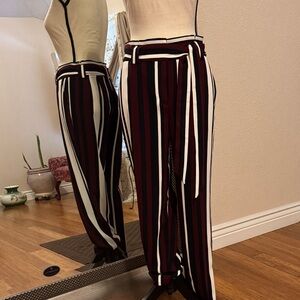Express Burgundy and White Striped Pants